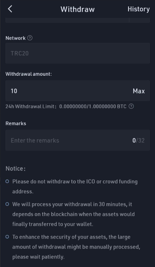 等待付款通过, 到币了,点击钱包,然后搜索 点击提现币就会到账 USDT, 点击USDT.png