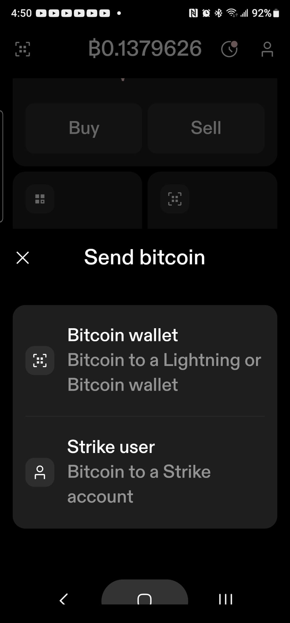 点击发送后,会出现这个界面。 点击第一行Bitcoin wallet 进行下一步.jpg
